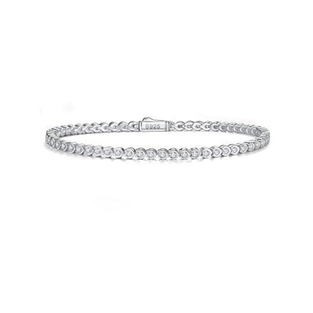 CYW Diamond Moissanite Bracelet Bangle for Women Wife 6.7inch Sterling Silver T